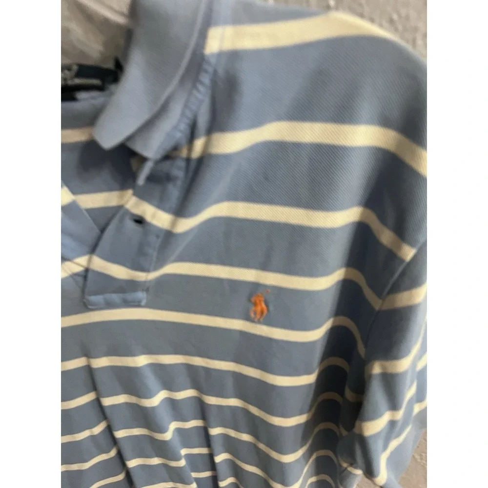 Polo Ralph Lauren Polo Shirt Mens Size Medium  Blue White StVintage Short Sleeve - Picture 3 of 7